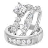 Photo of Clarus 4 ct tw. Lab Grown Round Solitaire Trio Set 14K White Gold [BT1660W-L145]