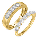 Photo of Clarus 1 3/8 ct tw. Lab Grown Diamond Wedding Band Set 10K Yellow Gold [WB1660Y]
