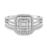 Photo of Kai 7/8 Carat T.W. Fancy Cluster Bridal Set 10K White Gold [BR483W-C000]