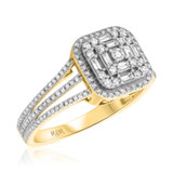 Photo of Kai 7/8 CT. T.W. Diamond Fancy Cluster Bridal Set 10K Yellow Gold [BT483YE-C000]