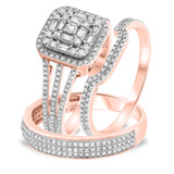 Photo of Kai 1 1/2 ct tw. Diamond Fancy Cluster Trio Set 10K Rose Gold [BT483R-C000]