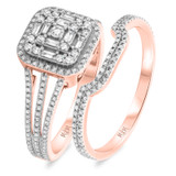 Photo of Kai 7/8 CT. T.W. Diamond Fancy Cluster Bridal Set 10K Rose Gold [BR483R-C000]