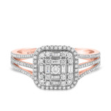 Photo of Kai 7/8 CT. T.W. Diamond Fancy Cluster Bridal Set 10K Rose Gold [BT483RE-C000]