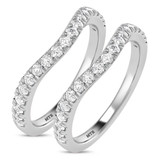 Photo of Daisy 2/3 ct tw. Lab Grown Diamond Same Sex Ladies Band Set 14K White Gold [WL1659W]