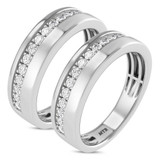 Photo of Daisy 7/8 ct tw. Lab Grown Diamond Same Sex Mens Band Set 10K White Gold [WM1659W]