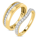 Photo of Daisy 3/4 ct tw. Lab Grown Diamond Wedding Band Set 10K Yellow Gold [WB1659Y]