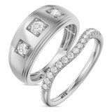 Photo of Nino 7/8 ct tw. Lab Grown Diamond Wedding Band Set 10K White Gold [WB1680W]