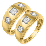 Photo of Nino 1 1/8 ct tw. Lab Grown Diamond Same Sex Mens Band Set 10K Yellow Gold [WM1680Y]