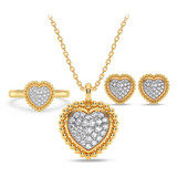 Photo of Brooke 1/3 ct tw. Lab Grown Heart Cluster Ring Set 14K Yellow Gold
