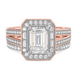 Photo of Eden 3 1/8 ct tw. Lab Grown Diamond Emerald Solitaire Bridal Set 14K Rose Gold [BR1664R-N195]