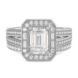 Photo of Eden 3 1/8 ct tw. Lab Grown Diamond Emerald Solitaire Bridal Set 14K White Gold [BR1664W-N195]