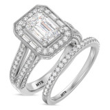 Photo of Eden 3 1/8 ct tw. Lab Grown Diamond Emerald Solitaire Bridal Set 14K White Gold [BR1664W-N195]