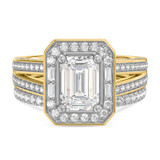 Photo of Eden 3 1/8 ct tw. Lab Grown Diamond Emerald Solitaire Bridal Set 10K Yellow Solid Gold [BR1664Y-N195]