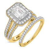 Photo of Eden 3 1/8 ct tw. Lab Grown Emerald Solitaire Bridal Set 10K Yellow Gold [BR1664Y-N195]