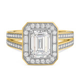 Photo of Eden 3 1/8 ct tw. Lab Grown Diamond Emerald Solitaire Bridal Set 10K Yellow Solid Gold [BT1664YE-N195]