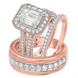 Photo of Eden 3 1/5 ct tw. Lab Grown Diamond Emerald Solitaire Trio Set 14K Rose Gold [BT1664R-N195]