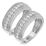 Photo of Eden 1/6 ct tw. Lab Grown Diamond Same Sex Mens Band Set 10K White Gold [WM1664W]