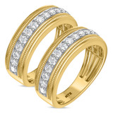 Photo of Eden 1 1/2 ct tw. Lab Grown Diamond Same Sex Mens Band Set 10K Yellow Solid Gold [WM1664Y]