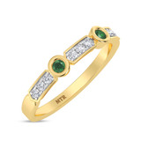Photo of Juan 1/4 Cttw Lab Grown Diamond and Lab Grown Emerald Ladies Wedding Band 10K Yellow Gold [BT1968YL]