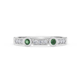 Photo of Juan 1/4 Cttw Lab Grown Diamond and Lab Grown Emerald Ladies Wedding Band 10K White Gold [BT1968WL]