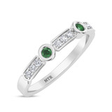 Photo of Juan 1/4 Cttw Lab Grown Diamond and Lab Grown Emerald Ladies Wedding Band 10K White Gold [BT1968WL]
