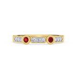 Photo of Ana 1/4 Cttw Lab Grown Diamond and Lab Grown Ruby Ladies Wedding Band 14K Yellow Gold [BT1970YL]