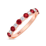 Photo of Agustin 3/4 Cttw Lab Grown Diamond and Lab Grown Ruby Ladies Wedding Band 14K Rose Gold [BT1973RL]