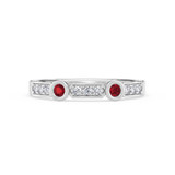 Photo of Ana 1/4 Cttw Lab Grown Diamond and Lab Grown Ruby Ladies Wedding Band 10K White Gold [BT1970WL]