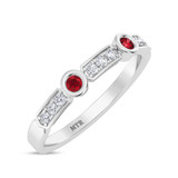 Photo of Ana 1/4 Cttw Lab Grown Diamond and Lab Grown Ruby Ladies Wedding Band 10K White Gold [BT1970WL]