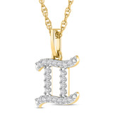 Photo of Zodiac Gemini 1/10 Carat T.W. Lab Grown Diamond Pendant 10K Yellow Gold [CP1717Y]