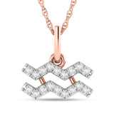 Photo of Zodiac Aquarius 1/20 CT. T.W. Lab Grown Diamond Pendant 14K Rose Gold [CP1722R]