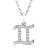 Photo of Zodiac Gemini 1/10 CT. T.W. Lab Grown Diamond Pendant 10K White Gold [CP1717W]