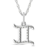 Photo of Zodiac Gemini 1/10 CT. T.W. Lab Grown Diamond Pendant 10K White Gold [CP1717W]