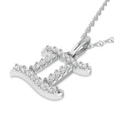 Photo of Zodiac Gemini 1/10 CT. T.W. Lab Grown Diamond Pendant 10K White Gold [CP1717W]