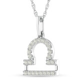 Photo of Zodiac Libra 1/10 CT. T.W. Lab Grown Diamond Pendant 10K White Gold [CP1714W]