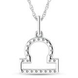 Photo of Zodiac Libra 1/10 CT. T.W. Lab Grown Diamond Pendant 10K White Gold [CP1714W]