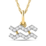 Photo of Zodiac Aquarius 1/20 Carat T.W. Lab Grown Diamond Pendant 14K Yellow Gold [CP1722Y]