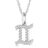 Photo of Zodiac Gemini 1/10 Carat T.W. Lab Grown Diamond Pendant 14K White Gold [CP1717W]