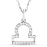 Photo of Zodiac Libra 1/10 Carat T.W. Lab Grown Diamond Pendant 14K White Gold [CP1714W]