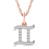 Photo of Zodiac Gemini 1/10 CT. T.W. Lab Grown Diamond Pendant 10K Rose Gold [CP1717R]