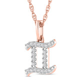 Photo of Zodiac Gemini 1/10 CT. T.W. Lab Grown Diamond Pendant 10K Rose Gold [CP1717R]