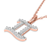 Photo of Zodiac Gemini 1/10 CT. T.W. Lab Grown Diamond Pendant 10K Rose Gold [CP1717R]