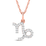 Photo of Zodiac Capricorn 1/15 Carat T.W. Lab Grown Diamond Pendant 10K Rose Gold [CP1720R]