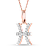 Photo of Zodiac Pisces 1/10 Carat T.W. Lab Grown Diamond Pendant 14K Rose Gold [CP1724R]