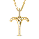 Photo of Zodiac Aries 1/15 CT. T.W. Lab Grown Diamond Pendant 10K Yellow Gold [CP1713Y]