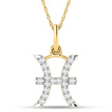 Photo of Zodiac Pisces 1/10 Carat T.W. Lab Grown Diamond Pendant 10K Yellow Gold [CP1724Y]