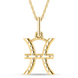Photo of Zodiac Pisces 1/10 Carat T.W. Lab Grown Diamond Pendant 10K Yellow Gold [CP1724Y]