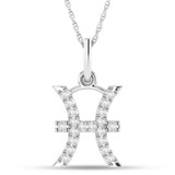 Photo of Zodiac Pisces 1/10 CT. T.W. Lab Grown Diamond Pendant 10K White Gold [CP1724W]