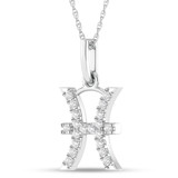 Photo of Zodiac Pisces 1/10 CT. T.W. Lab Grown Diamond Pendant 10K White Gold [CP1724W]