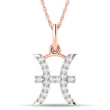 Photo of Zodiac Pisces 1/10 Carat T.W. Lab Grown Diamond Pendant 10K Rose Gold [CP1724R]
